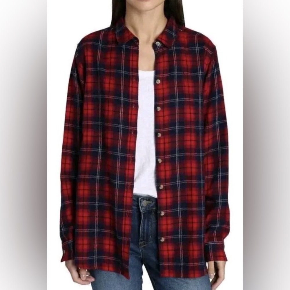 Jach’s Girlfriend NY Red Flannel Plaid Button Down Medium